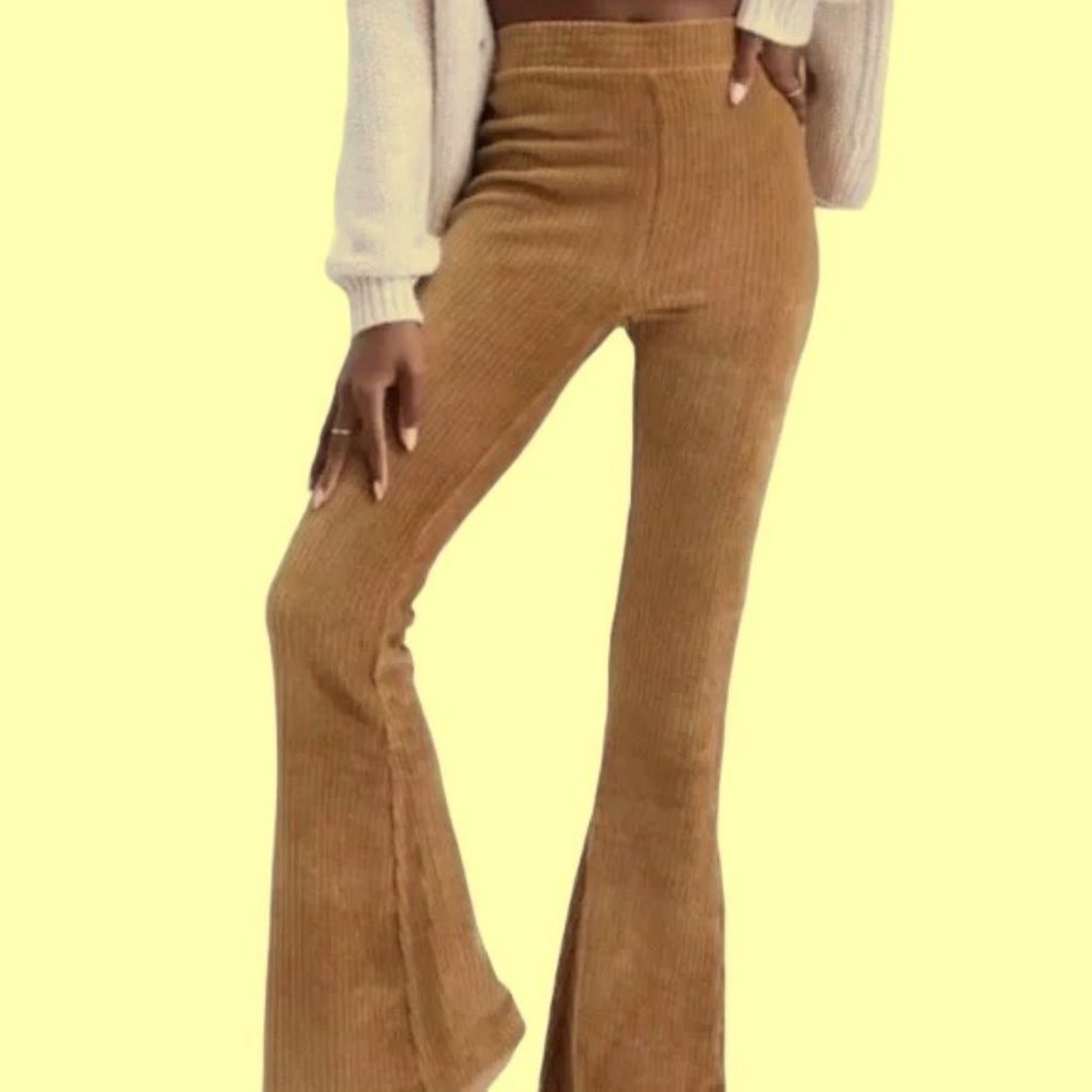 NEW! NWT Aerie Groove On Velour Rib Flared High Rise Super Soft Pants Sz XS